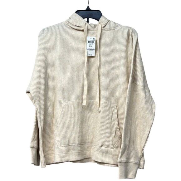 Style & Co Petite Cotton Waffle-Knit Hoodie, Oatmeal Heather,  PXL - Picture 9 of 10